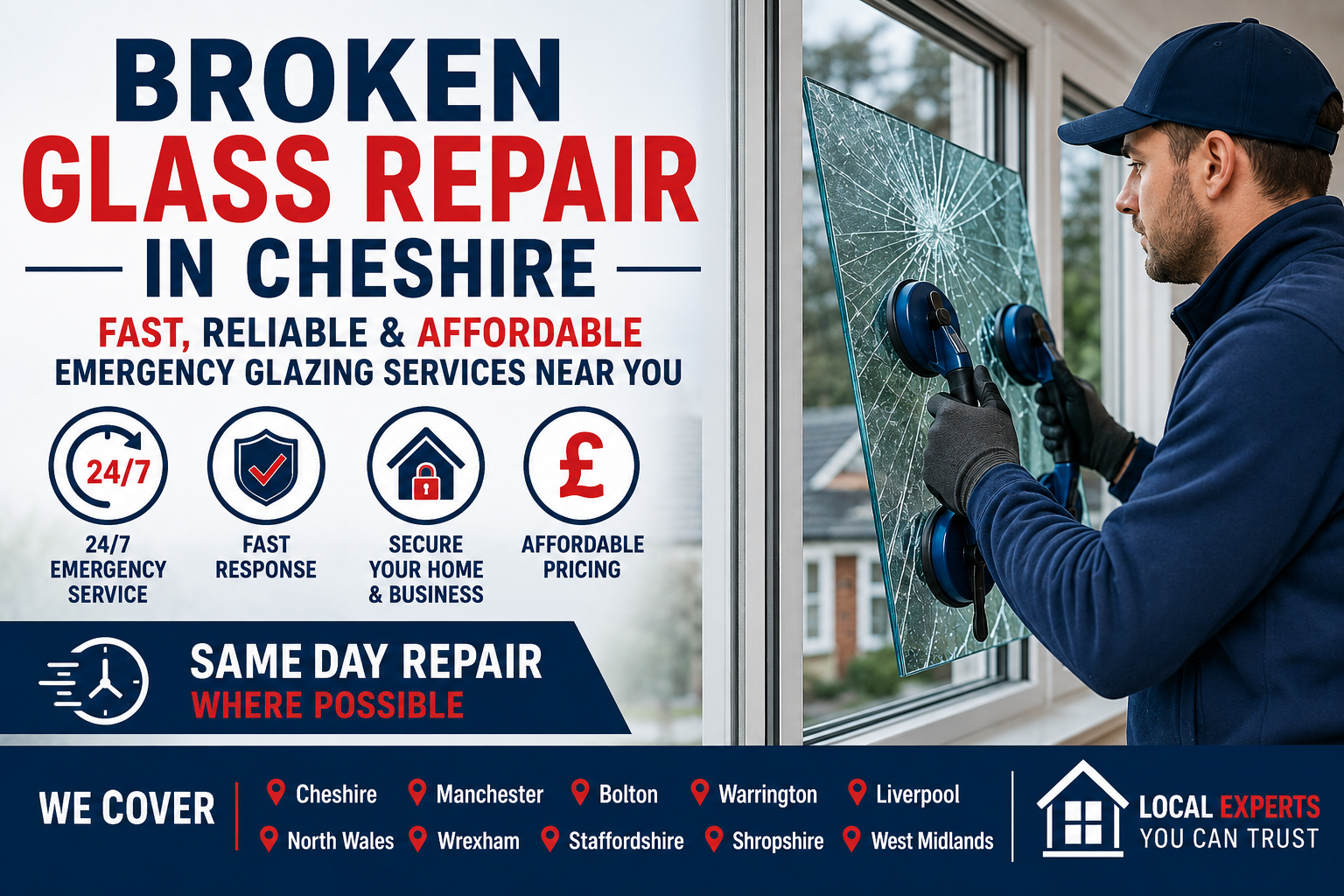 Broken Glass Repair in Cheshire